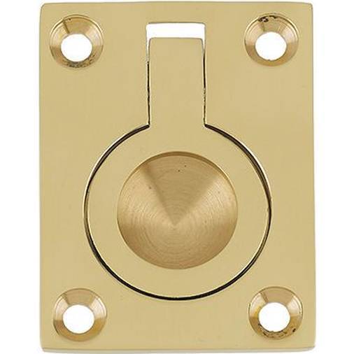 Frelan - Flush Ring Pull 50mm x 63mm - Polished Brass - JV424BPB - Choice Handles