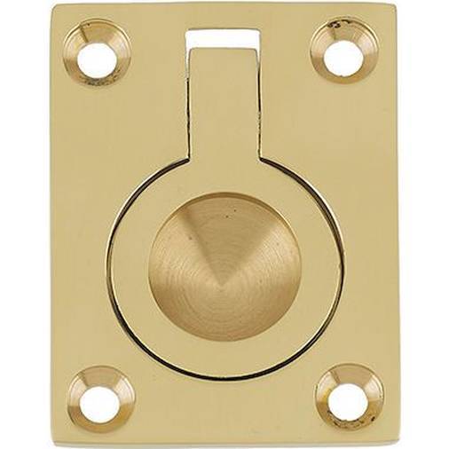 Frelan - Flush Ring Pull 38mm x 50mm - Polished Brass - JV424APB - Choice Handles