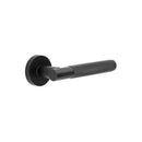 Frelan Bari - Knurled Aluminium Door Handles On Round Rose - Matt Black - JV850DB - Choice Handles
