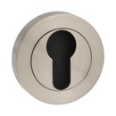 Atlantic Mediterranean Euro Escutcheon on Round Rose - Satin Nickel - MESCESN - Choice Handles