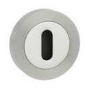 Atlantic Mediterranean Key Escutcheon on Round Rose - Satin Nickel/Polished Chrome - MESCKSNCP - Choice Handles