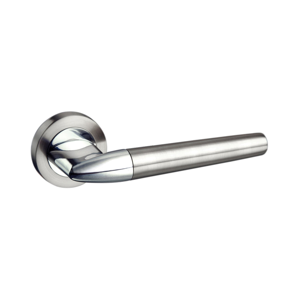 Merlot Lever Atlantic - Mediterranean Toulon Lever on Round Rose - Satin Nickel/Pol