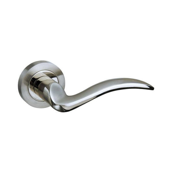 Atlantic - Mediterranean Valencia Lever on Round Rose - Satin Nickel/Polished Nickel - M85SNNP - Choice Handles