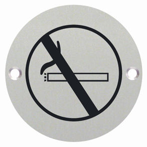 No Smoking Engraved Sign 76mm dia - Satin Stainless Steel - Choice Handles