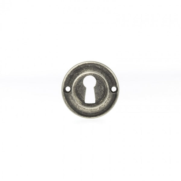 Atlantic Old English Solid Brass Open Key Hole Escutcheon - Distressed Silver - OERKEDS - Choice Handles
