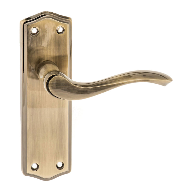 Atlantic Old English Warwick Latch Lever on Backplate - Antique Brass - OE178LAB - Choice Handles