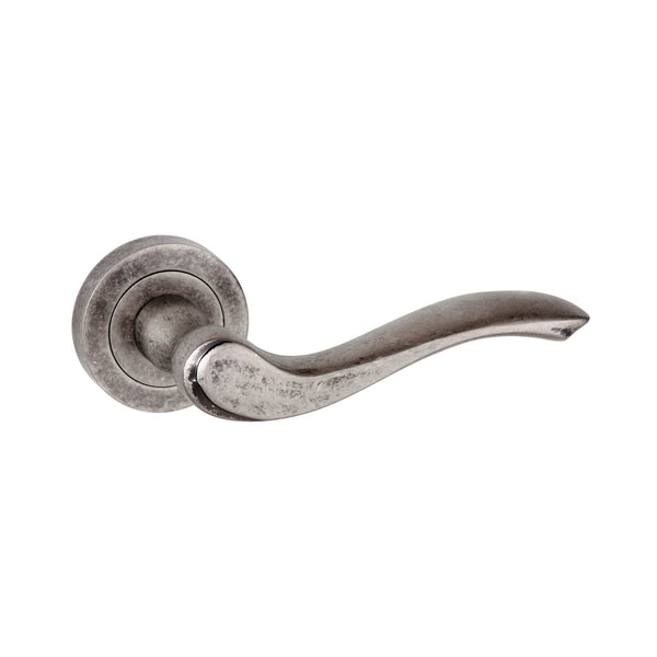 Atlantic - Old English Warwick Lever on Round Rose - Distressed Silver - OE178DS - Choice Handles