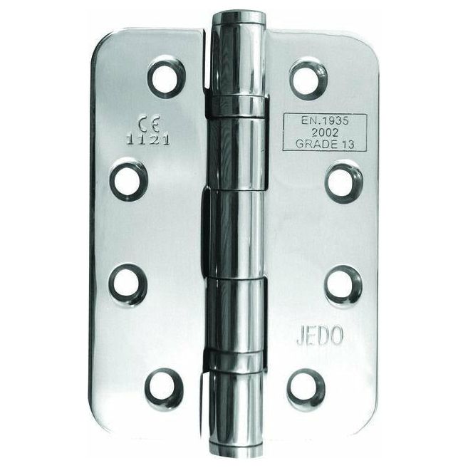 Frelan -  Radius Ball Bearing Hinges 102 X 76 X 3mm Grade 13 Fire Rated Stainless Steel  - Polished Stainless Steel - J9500RPSS (Pair) - Choice Handles