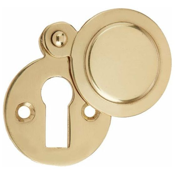 Frelan - Standard Profile Round Covered Keyhole Escutcheon - Polished Brass - JV42PB - Choice Handles