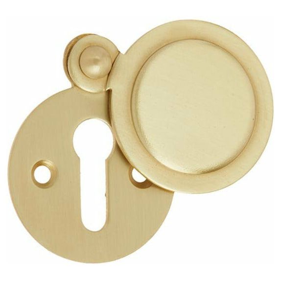 Frelan - Standard Profile Round Covered Keyhole Escutcheon - Satin Brass - JV42SB - Choice Handles
