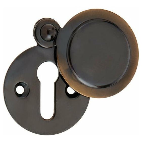 Frelan - Standard Profile Round Covered Keyhole Escutcheon - Antique Brass - JV42AB - Choice Handles
