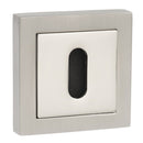 Atlantic Senza Pari Key Escutcheon on Square Rose - Satin Nickel/Polished Nickel - SPCESCKSNNP - Choice Handles