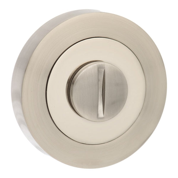 Atlantic Senza Pari WC Turn and Release on Round Rose - Satin Nickel/Polished Nickel - SPMWCSNNP - Choice Handles