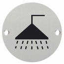 Shower Symbol Toilet WC Engraved Sign 76mm Dia - Polished Stainless Steel - Choice Handles