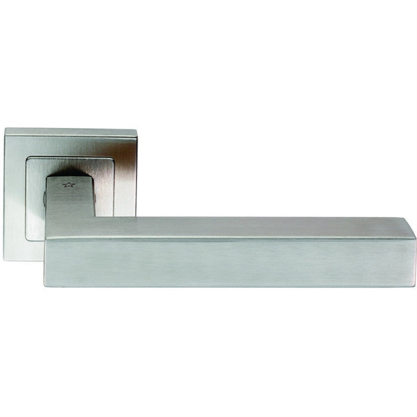 Eurospec - Alvar Designer Lever on Sprung Square Rose - Satin Stainless Steel - SSL1401SSS - Choice Handles