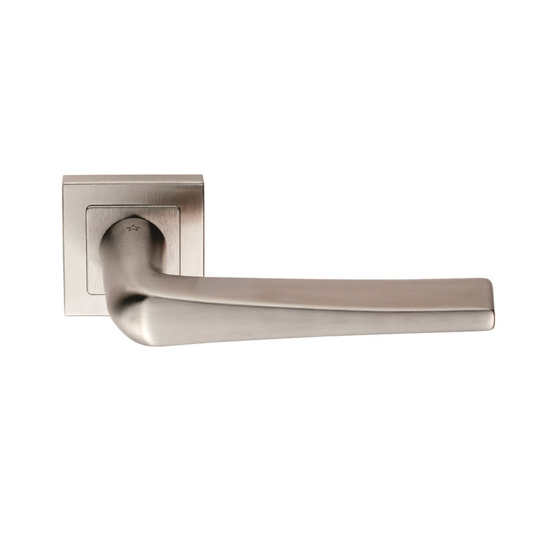 Eurospec - Plaza Designer Lever on Sprung Square Rose - Satin Stainless Steel - SSL1404SSS - Choice Handles