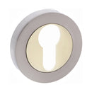 Atlantic STATUS Euro Escutcheon - Satin Nickel/Polished Brass - S3ESCERSNBP - Choice Handles