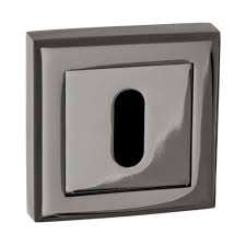 Atlantic STATUS Key Escutcheon on Square Rose - Black Nickel - S2ESCKSBN - Choice Handles