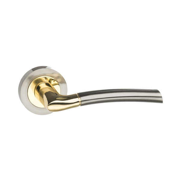 Atlantic - STATUS Indiana Lever on Round Rose - Satin Nickel/Polished Brass - S33RSNBP - Choice Handles