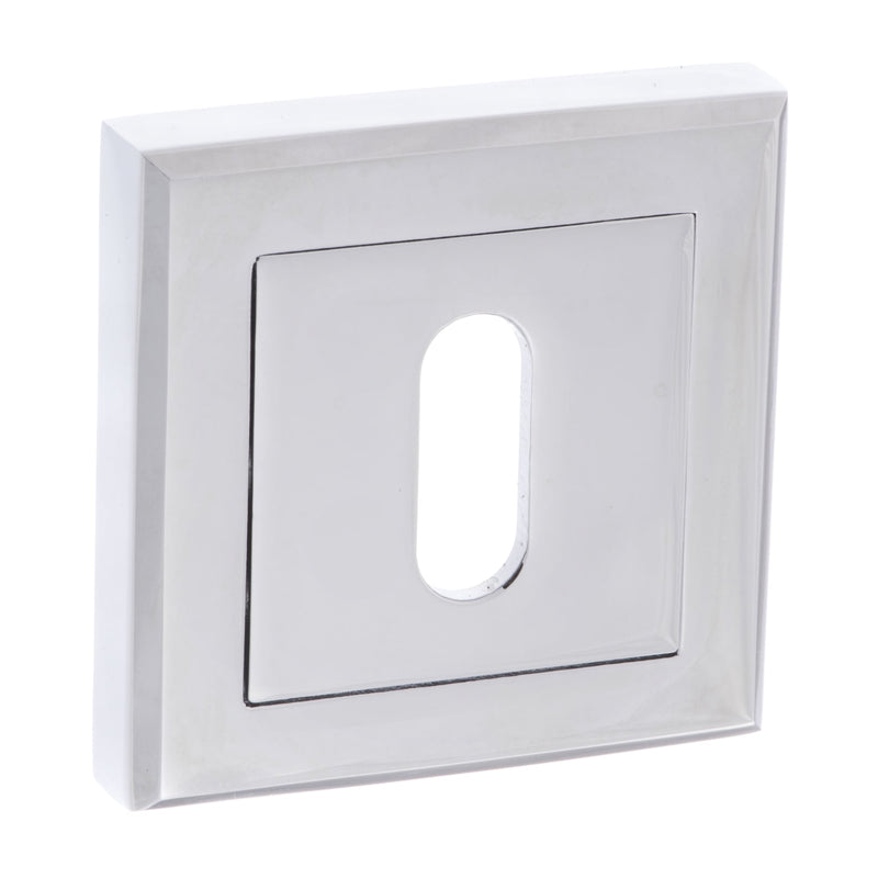 Atlantic STATUS Key Escutcheon on Square Rose - Polished Chrome - S2ESCKSPC - Choice Handles