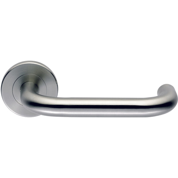 Eurospec - Steelworx 316 Safety Lever on Round Rose - Satin Stainless Steel - SW123SSS - Choice Handles