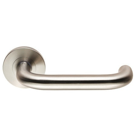 Eurospec - 19mm Dia.Grade 4 Return to Door Safety  Lever on Round Rose - Satin Stainless Steel - SW4123SSS - Choice Handles