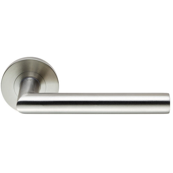 Eurospec - 19mm Dia. Grade 4 Mitred Safety  Lever on Round Rose - Satin Stainless Steel - SW4125SSS - Choice Handles