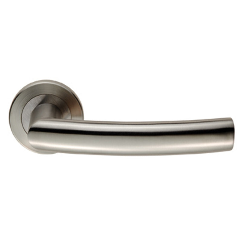 Eurospec - Steelworx SWL Scimitar Lever on Rose - Satin Stainless Steel - SWL1165SSS - Choice Handles