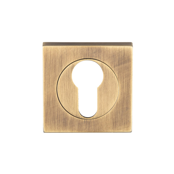 Serozzetta - Serozzetta Square Euro Profile Escutcheon - Antique Brass - SZM001SQAB - Choice Handles