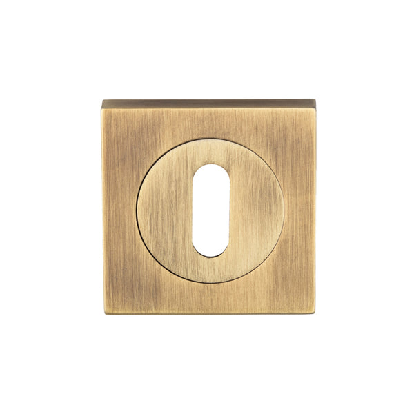 Serozzetta - Serozzetta Square Standard Lock Escutcheon  - Antique Brass - SZM003SQAB - Choice Handles