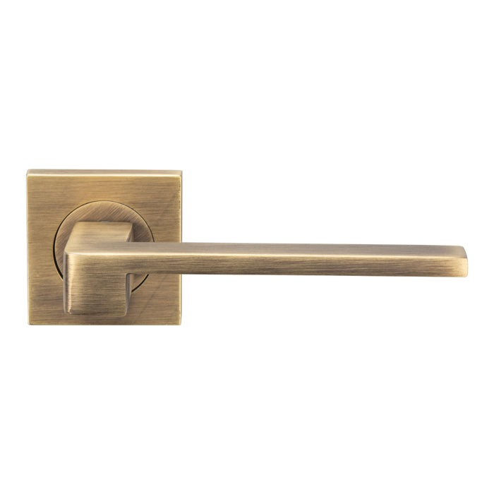 Serozzetta - Equi Lever on Square Rose - Antique Brass - SZM370AB - Choice Handles