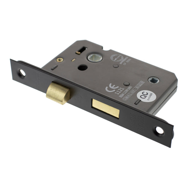 Atlantic Bathroom Lock [CE] 3"  76mm - Matt Black - ALKBATH3MB - Choice Handles