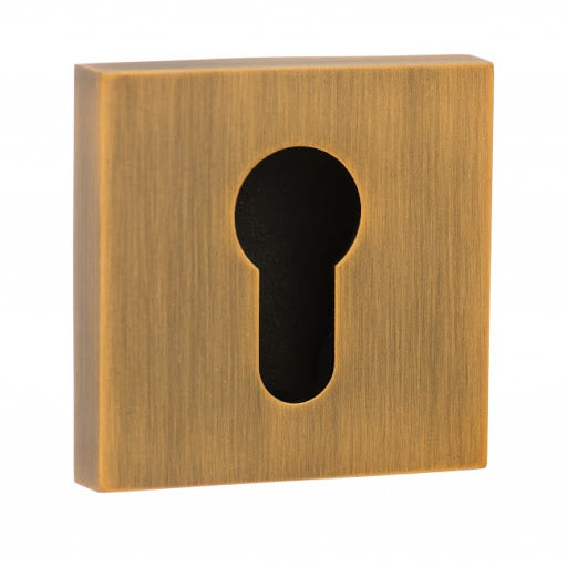 Atlantic Senza Pari Euro Escutcheon on Flush Square Rose - Weathered Antique Bronze - SPESCEWAB - Choice Handles