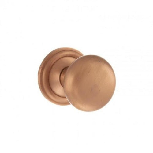 Atlantic Old English Harrogate Solid Brass Mushroom Mortice Knob on Concealed Fix Rose  - Urban Satin Copper - OE58MMKUSC - Choice Handles