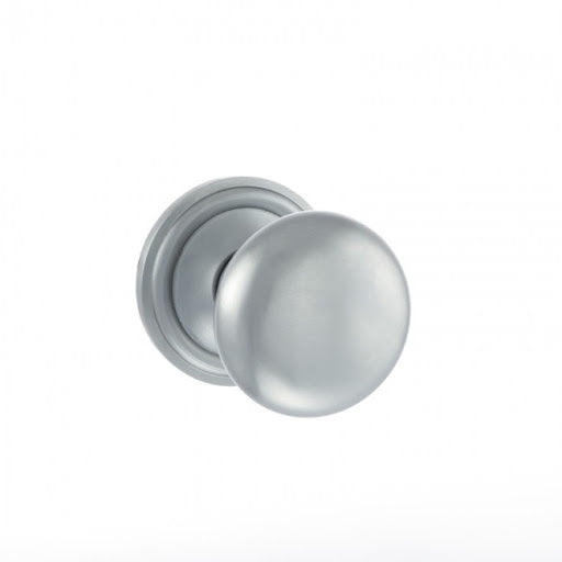 Atlantic Old English Harrogate Solid Brass Mushroom Mortice Knob on Concealed Fix Rose - Satin Chrome - OE58MMKSC - Choice Handles