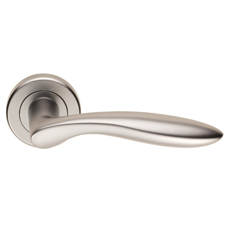 Serozzetta Shark Lever On Round Rose Concealed Fix - Satin Chrome - ZIN3131SC - Choice Handles